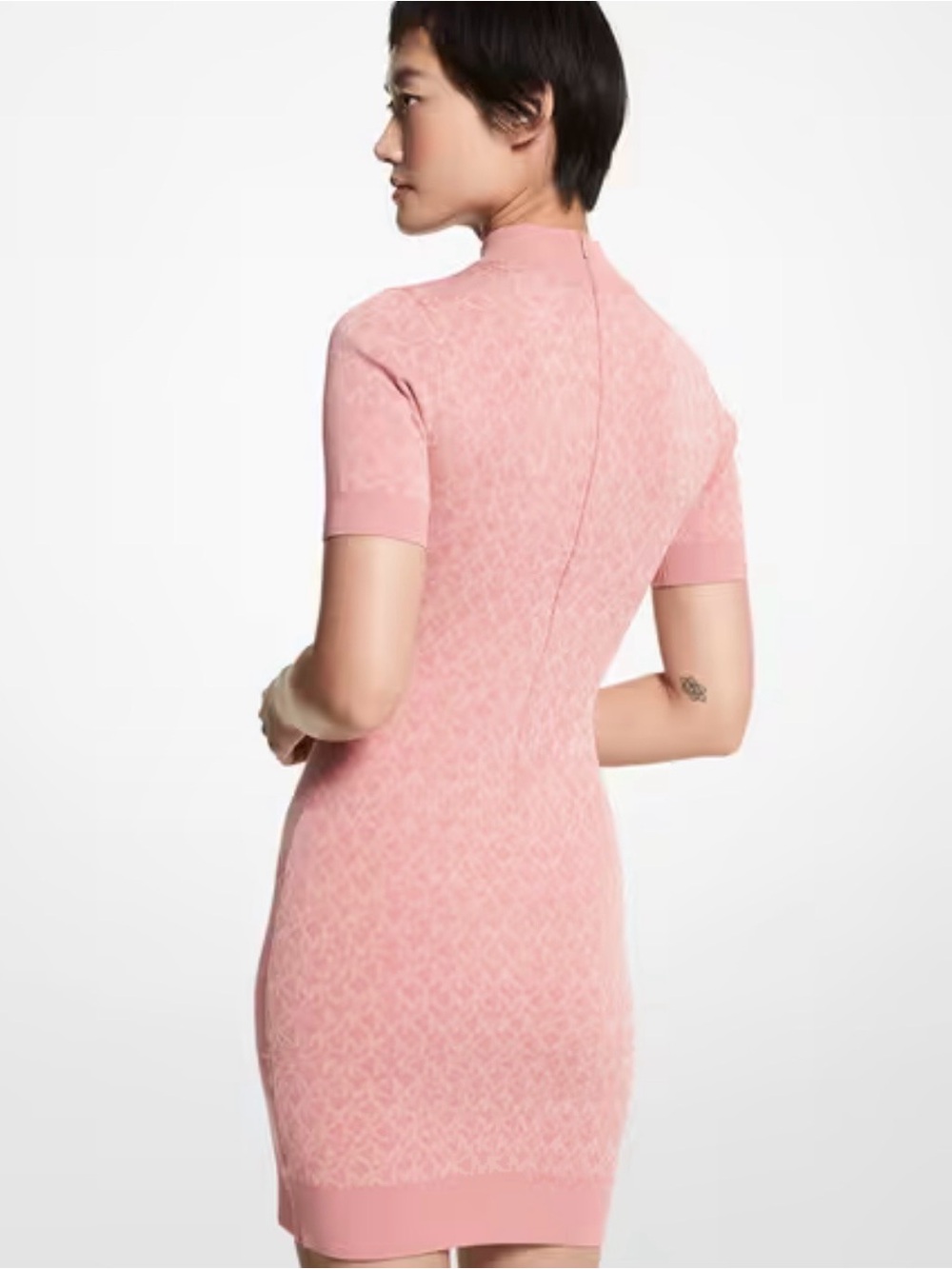 Michael Kors Rose Pink Knit Mock-Neck Mini Dress NWOT - Picture 7 of 7